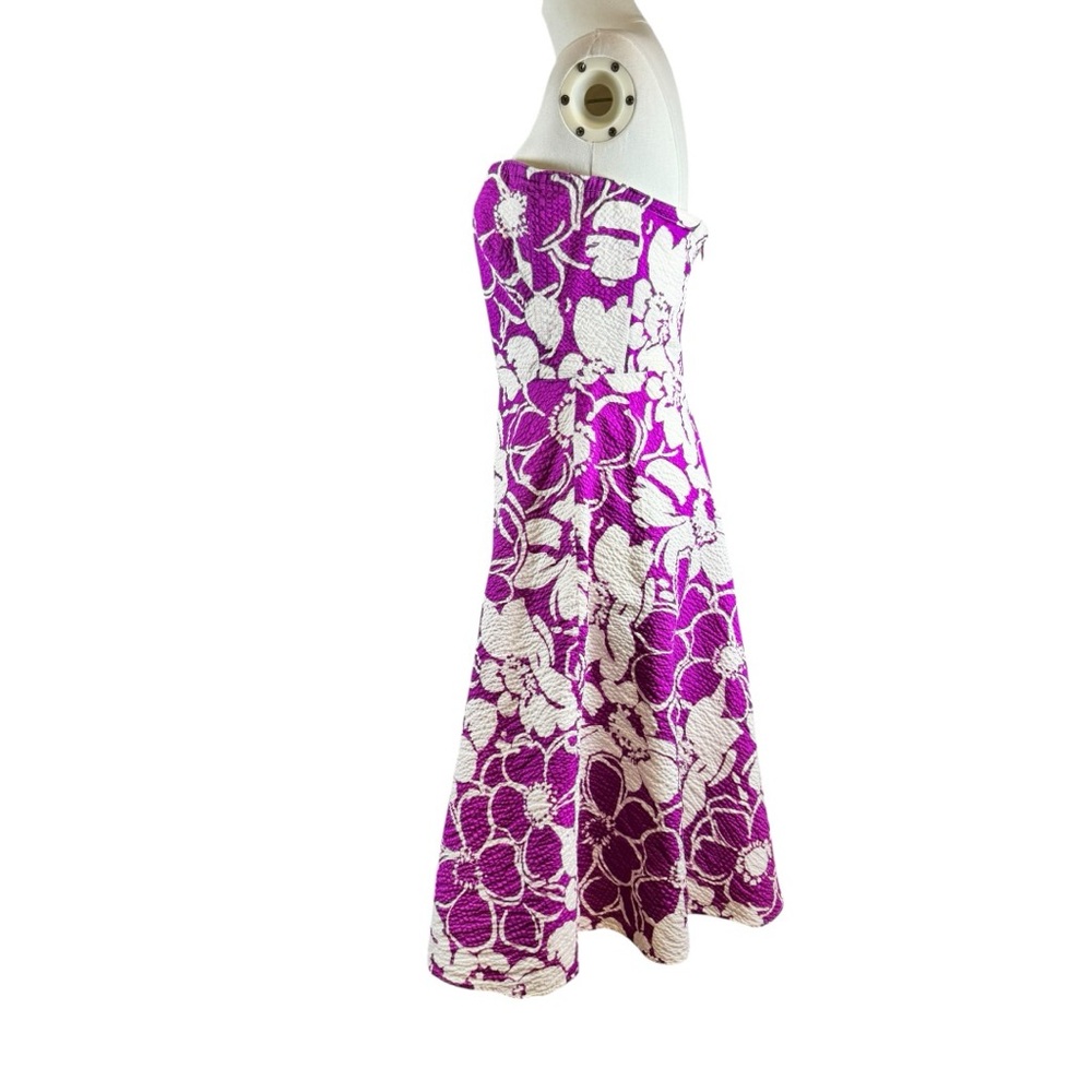 J.Crew Strapless Floral Matelassé Fit & Flare Dress - Purple & White Size 6 - Picture 5 of 10